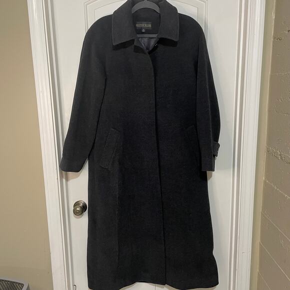 Kristen Blake Dark Grey Long Overcoat 100% Lambs Wool Size 10 Trench - Picture 1 of 15